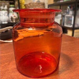 Amberina Glass Apothocary Jar no lid vintage
